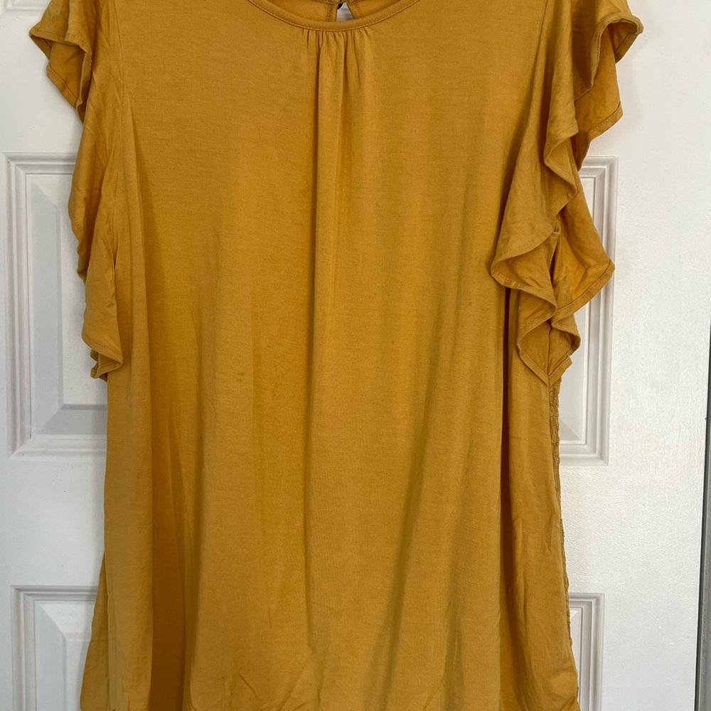 Matilda Jane Gold Ruffled Flutter Sleeve Blouse